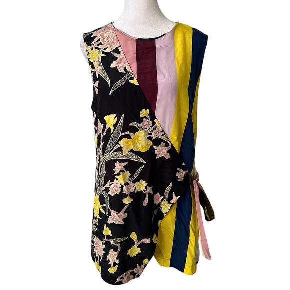 Diane Von Furstenberg multicolor striped silk wrap sleeveless top size M - Picture 1 of 12